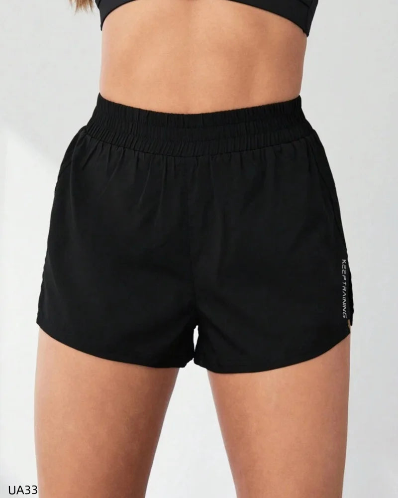 2026 Summer New Women's Solid Color Leisure Outdoor Sports Vacation Two Loose Yoga Quick drying Anti glare Fitness Shorts