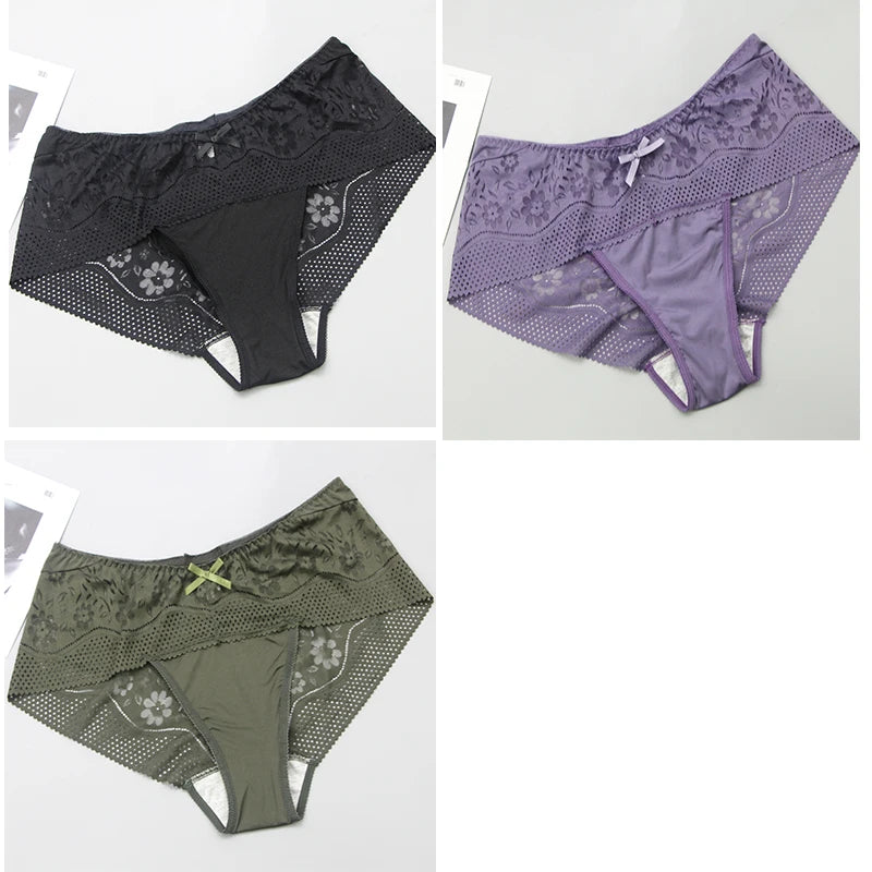 DaiNaFang New Plus Size Underwear Women Sexy Transparent Lace Modal Cotton Panties High Waist Large Lingerie