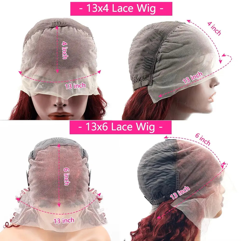 99J Burgundy Colored Human Hair 13x6 Transparent HD Lace Front Wig 40 42 Inches Brazilian Remy Hair Pre Plucked 13x4 Lace Frontal Wig For Women