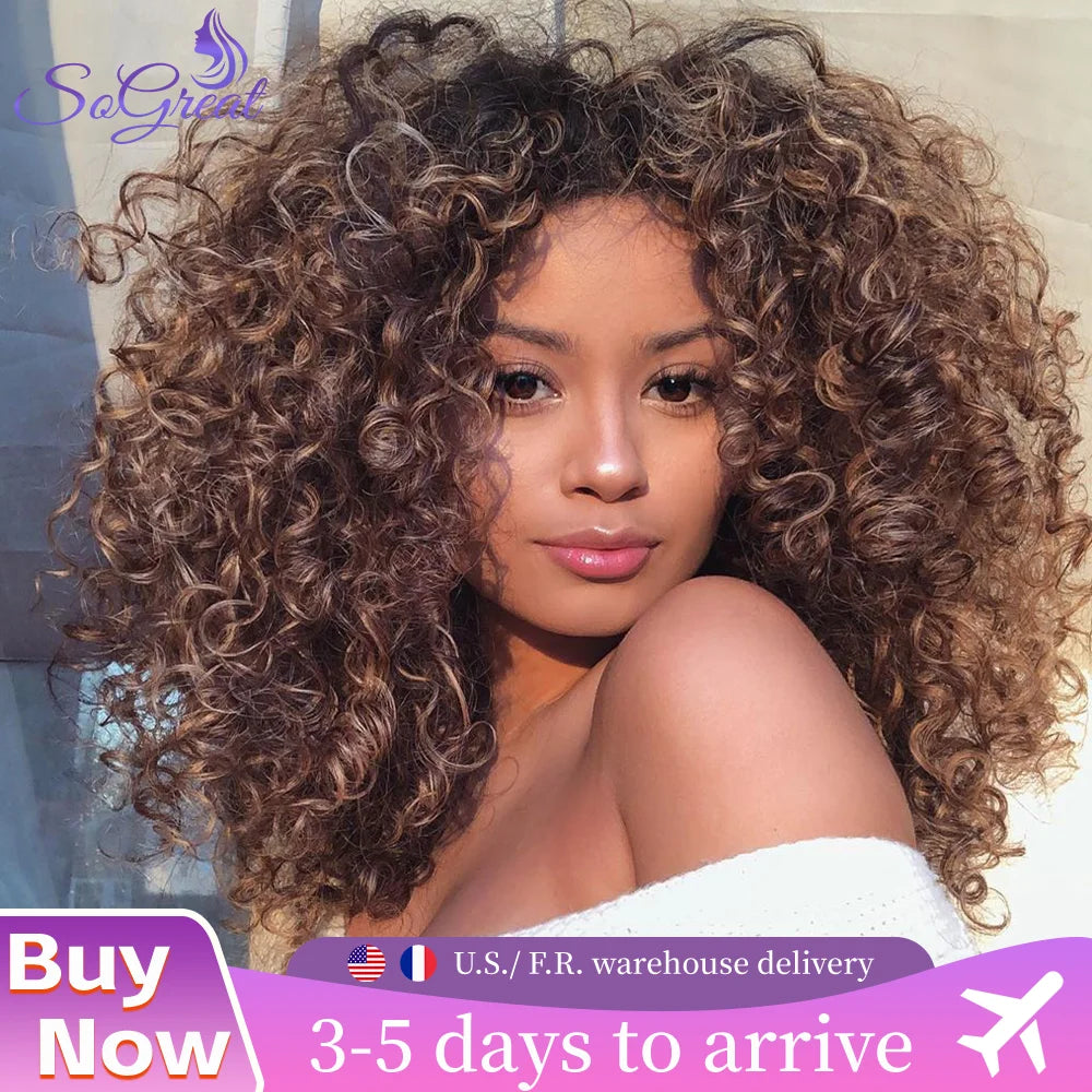 34 Inch Deep Wavy Lace Front Wig in Chocolate Brown Featuring 200 Density And 13X6 HD Lace. This Curly Human Hair Wig Is Ideal for Women And Comes with Pre-Added Natural Hair Threads in Shade 4 Brown