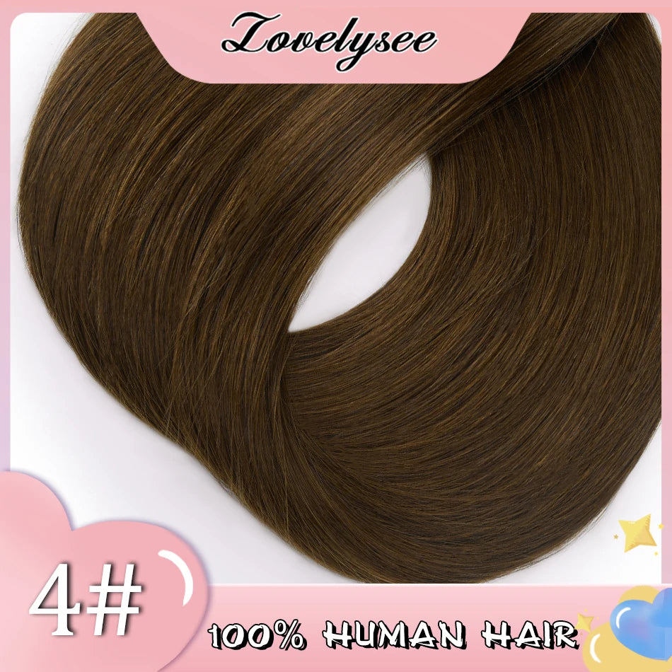 Lovelysee 3/4 Half Wig Human Hair With Clip in Hair Extensions Silky Straight Remy Hair Brown Color Soft 150% 180% Wig For Women