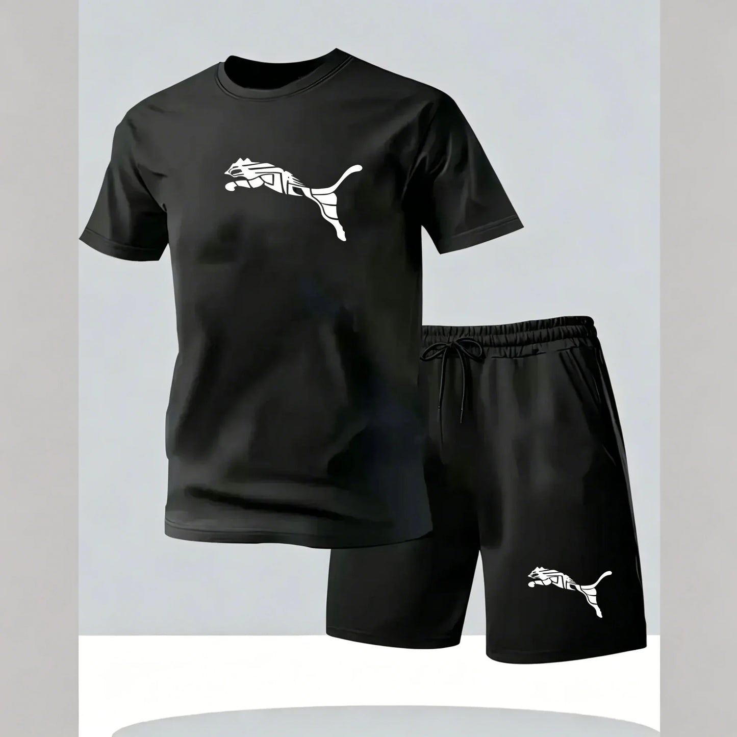 2026 Summer Outdoor Sports Set Men's Fashionable Comfortable Breathable T-shirt Shorts Casual Fashion Two Piece Sports Set