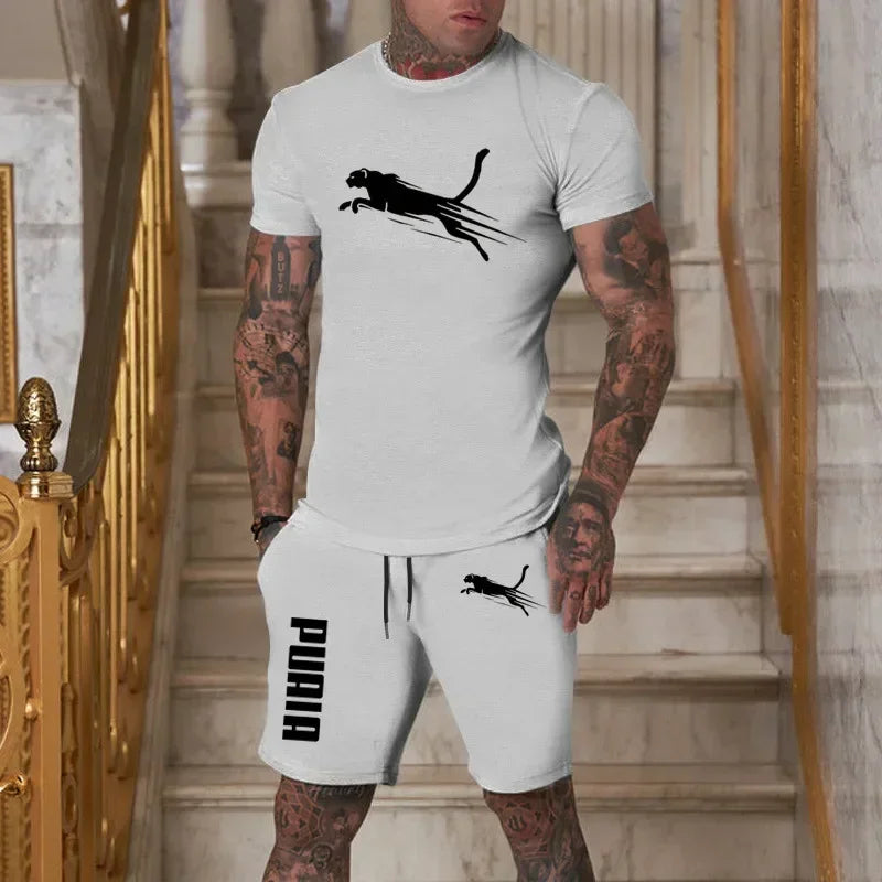 2026 Trendy Fashion Casual Summer Outdoor Sports Set Men's Breathable T-shirt and Shorts Casual Two-piece Set