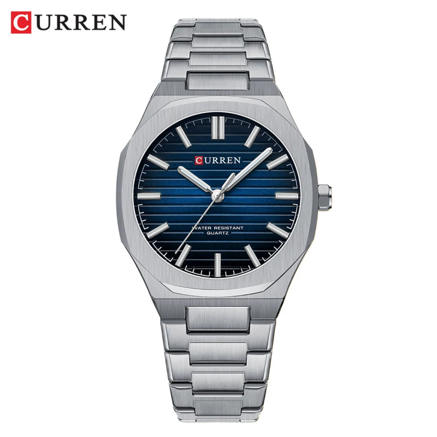CURREN 8456 Business Quartz Stainless Steel Strap Watch Square Dial Casual Style Wristwatch with Waterproof Function