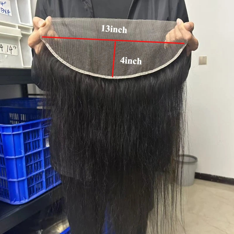 Human Hair 13x6 Lace Frontal Pre Plucked with Baby Hair 150% Density 10-22'' 2x6 Lace Closure Remy hair for Women Natural Color