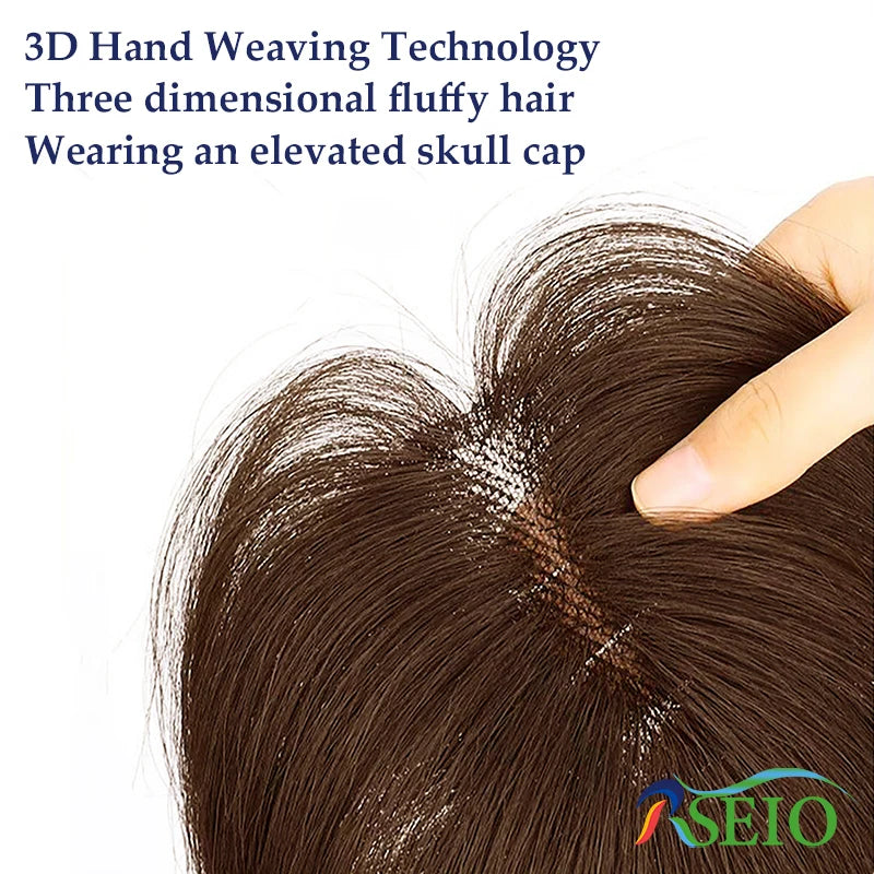 RSEIO Hair Toppers 7x11cm Women Topper Hair Natural Hair Wig 100% Human Hair Clip In Hair Extension For Women