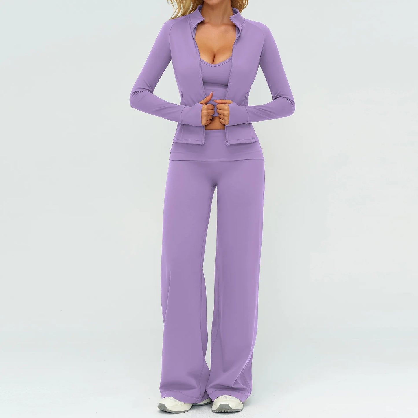 BIANHUI Women's Tracksuit Yoga Set Loose Casual Women Outdoor Sports Long Sleeve 2/3 Piece Set Sportswear Woman Gym Clothes