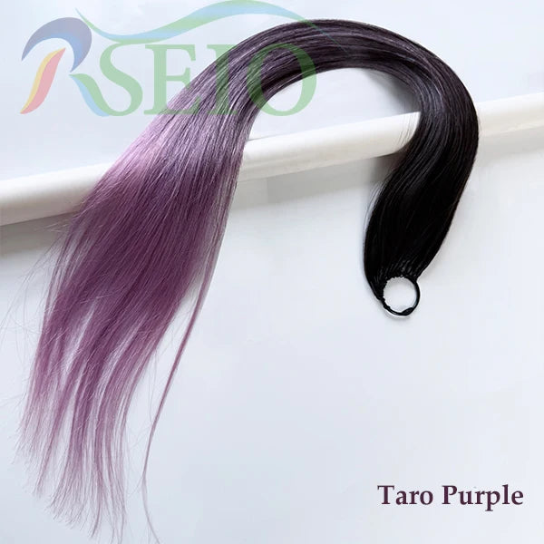 RESIO  Feather Hair Extensions Straight 100% Real Human Microring Hair Extensions Color Purple Blue Pink Gray 18-20inch