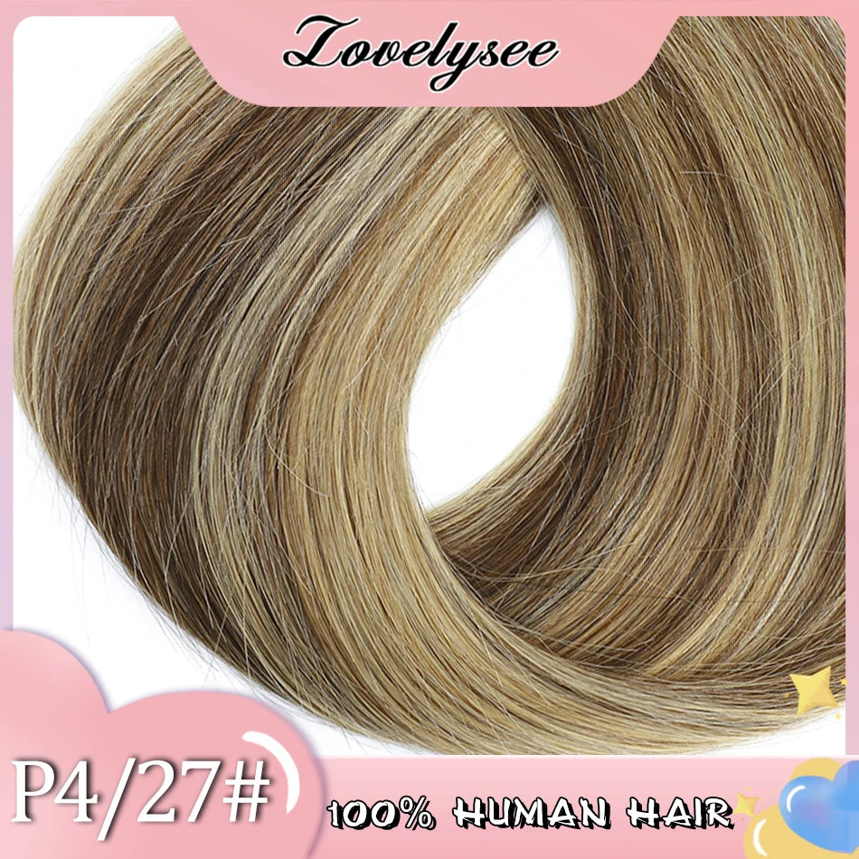 Lovelysee 3/4 Half Wig Human Hair With Clip in Hair Extensions Silky Straight Remy Hair Brown Color Soft 150% 180% Wig For Women