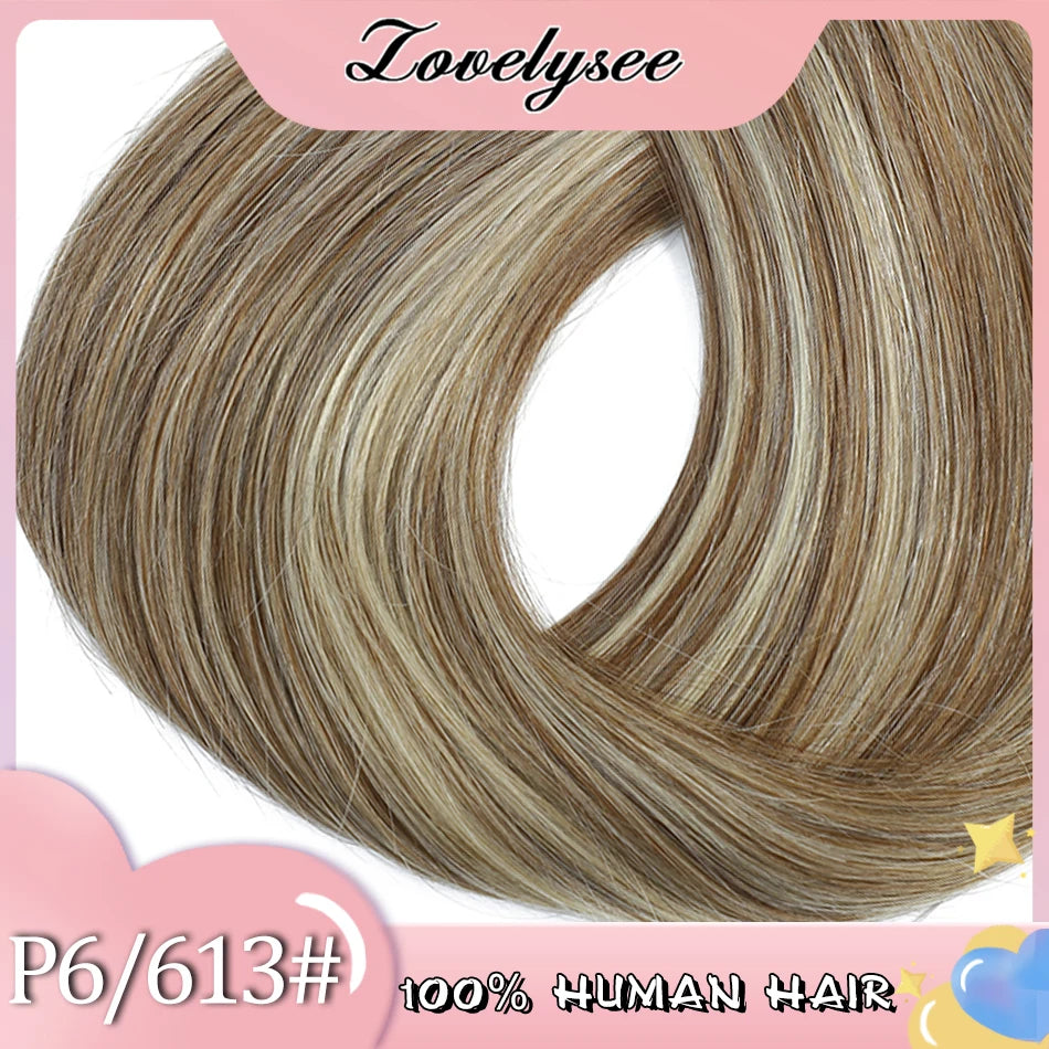 Lovelysee 3/4 Half Wig Human Hair With Clip in Hair Extensions Silky Straight Remy Hair Brown Color Soft 150% 180% Wig For Women