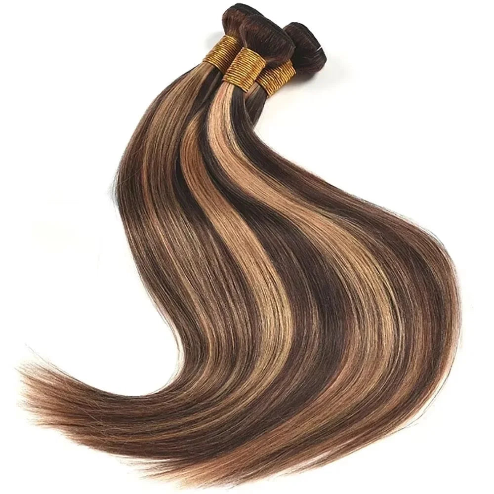 Piano Color 4/27 Straight Bundles Virgin Human Hair Brazilian Hair Weaving Highlight Human Hair 2/3 Bundles Deals For Extensions