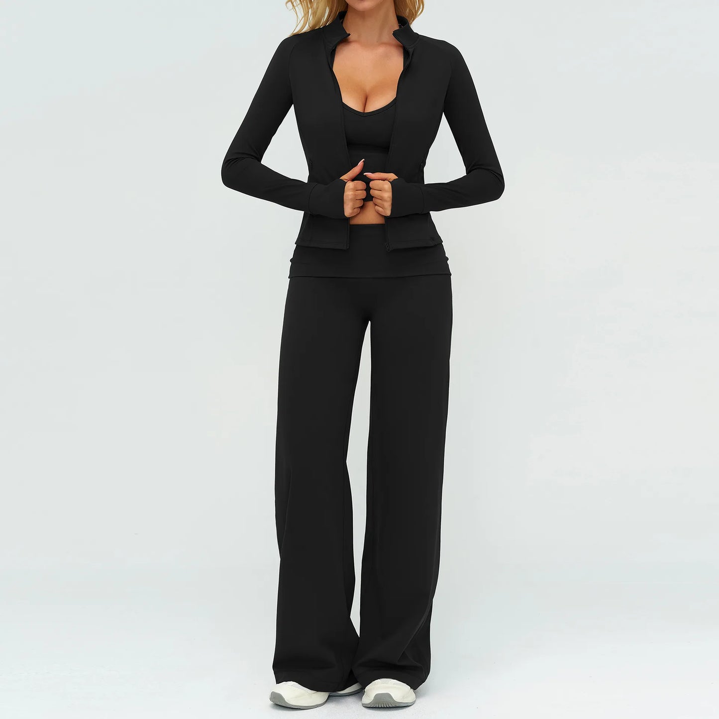 BIANHUI Women's Tracksuit Yoga Set Loose Casual Women Outdoor Sports Long Sleeve 2/3 Piece Set Sportswear Woman Gym Clothes