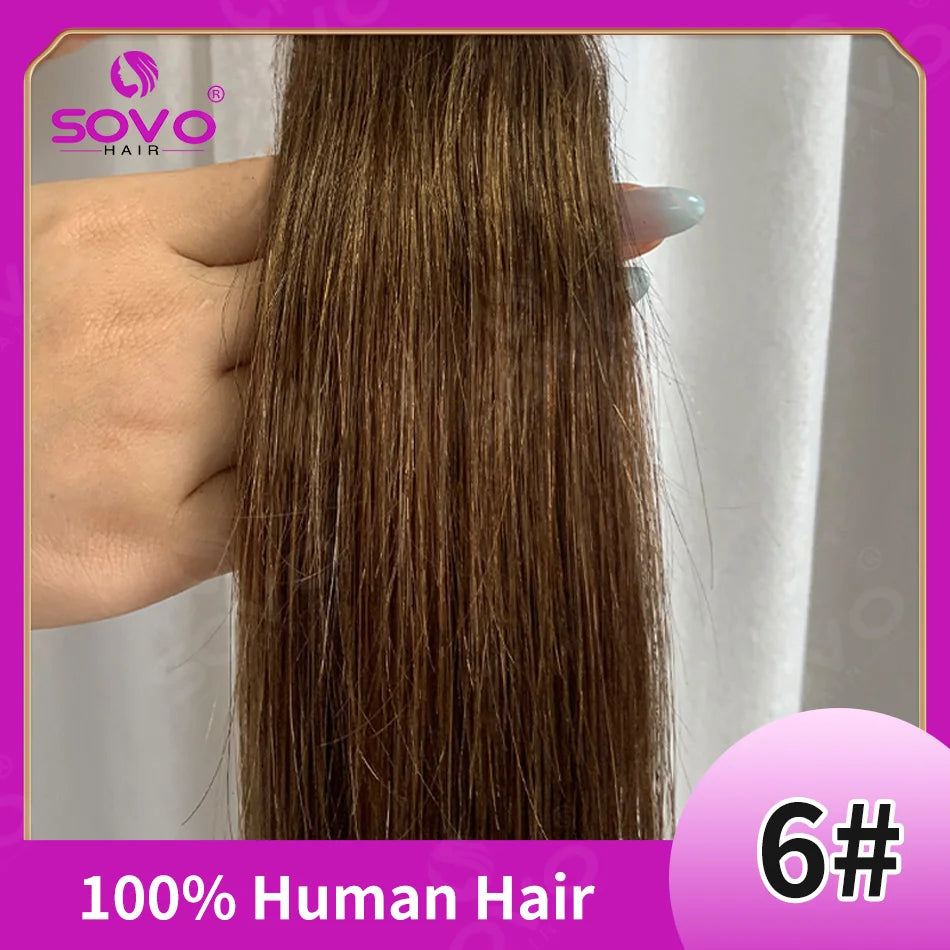 SOVO Tape in Hair Extensions 100% Remy Human Hair 20 Inch  20pcs  Balayage Skin Weft Tape in Extensions  12-26 inch