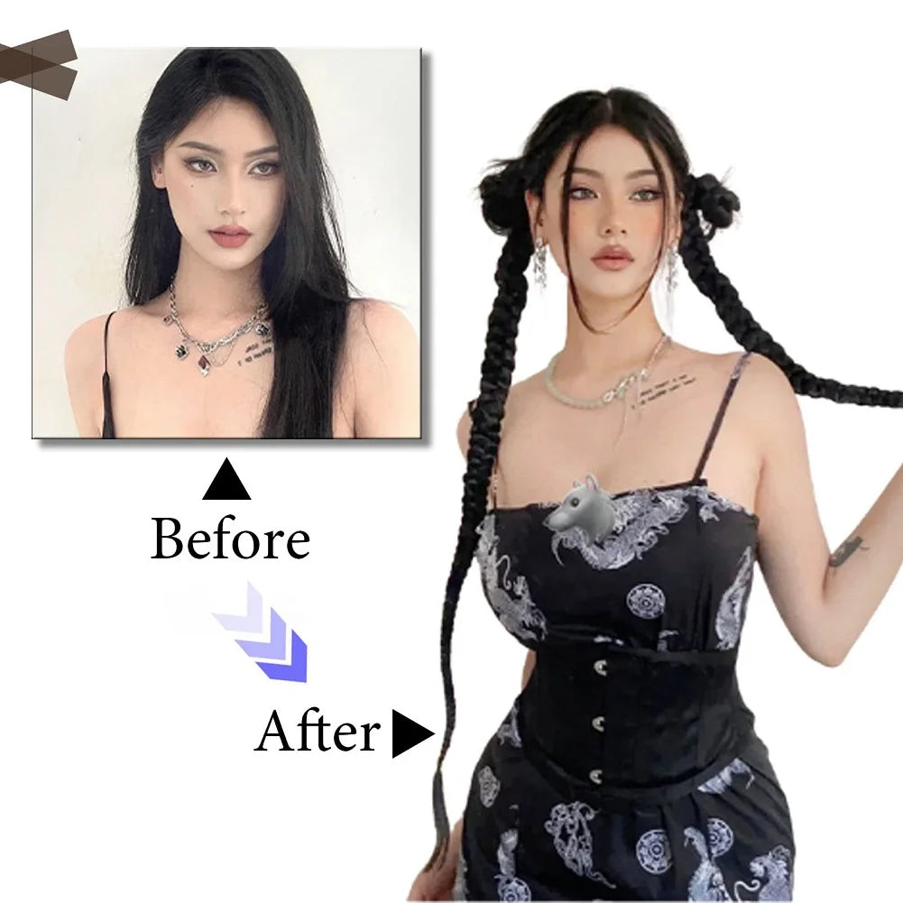 1/2PCS Hair Extension Braided Ponytail Fashion Long Twist Braided Ponytail Synthetic Extension Hair Accessories Hip Hop Y2K Girl