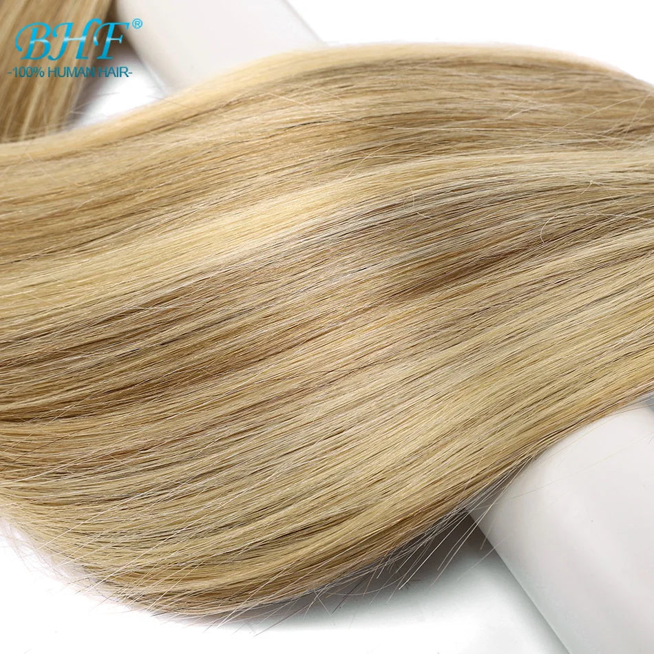 BHF Tape In Hair Extensions Human Hair 20pcs/Pack European Remy Straight Invisible Tape Ins Adhensive 100% Human Hair For Salon