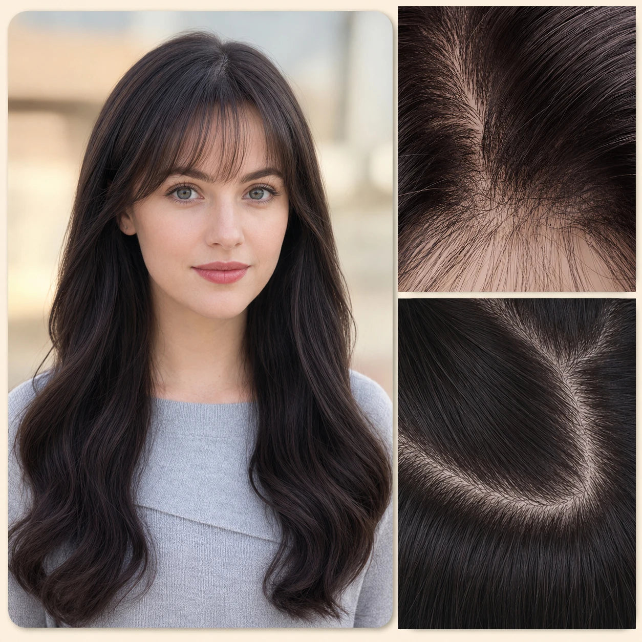 Human Hair Topper Silk Base Great Coverage for Thinning Hair or Hair Loss 9x13cm Silk Top Hair Topper with Clips Breathable