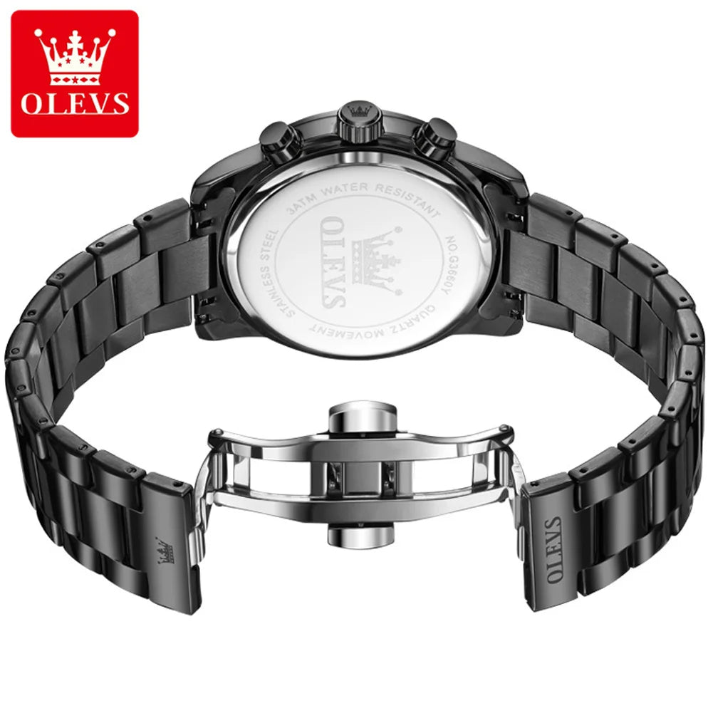 OLEVS Original Fashion Men's Watches Trendy 30m Waterproof Date Quartz Watch for Man luminous box moon phase Brand wristwatch
