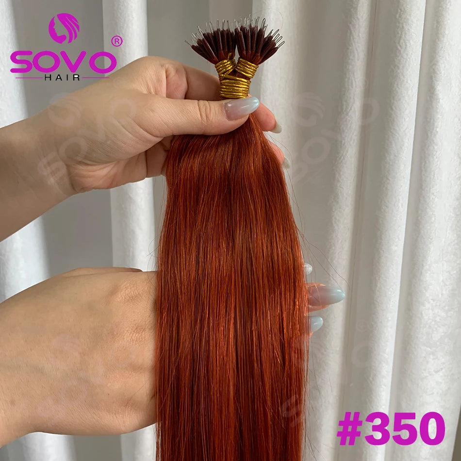 Nano Ring Hair Extensions Human Hair 100 Strands Remy European Straight Hair Natural Blonde Invisible Reusable