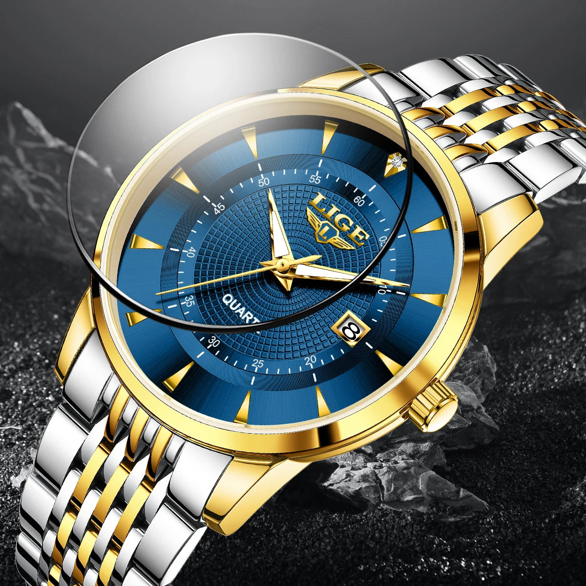 LIGE New 2026 Luxury Man Watch Waterproof Stainless Steel Luminous Date Watch Fashion Simple Casual Man’s Quartz Watches Box