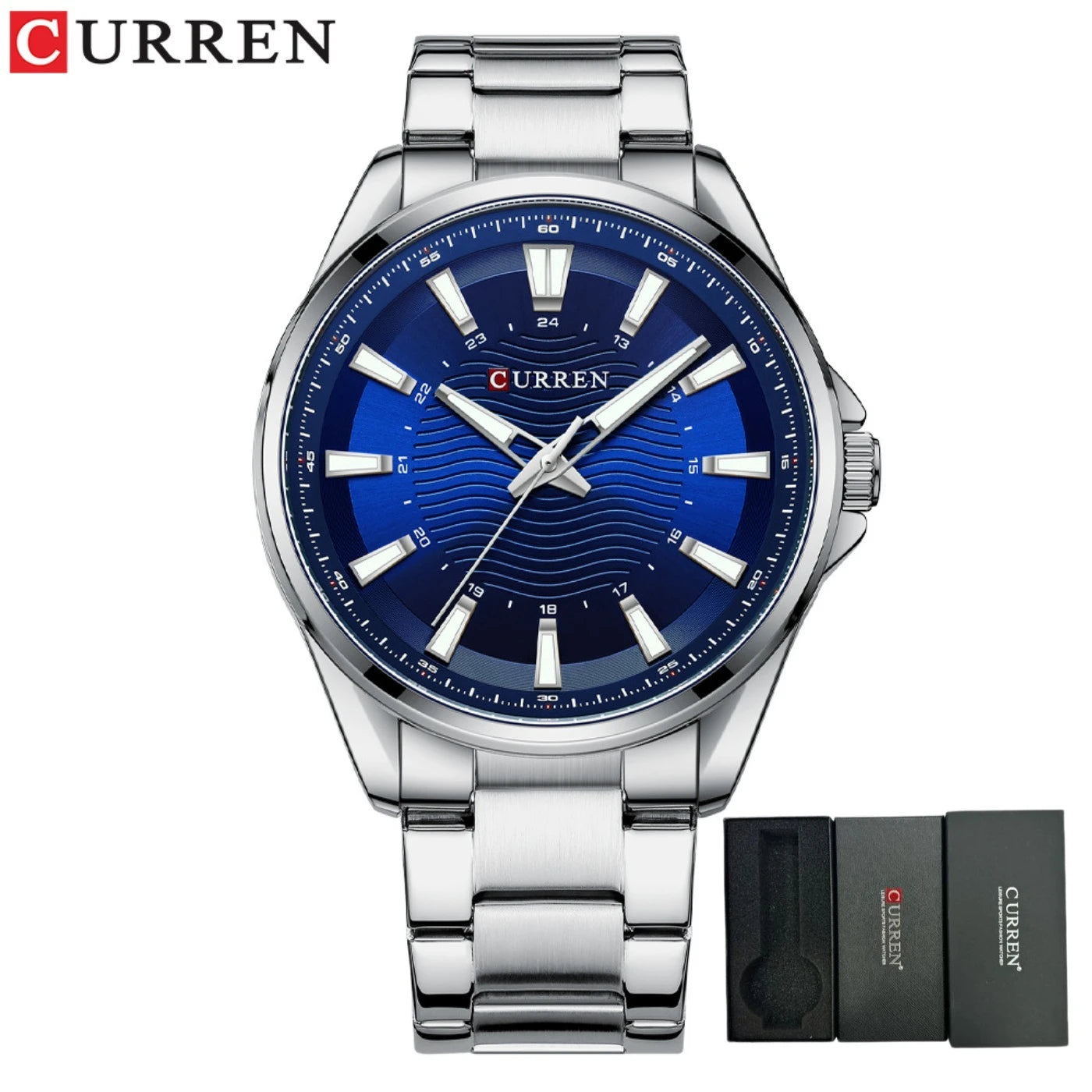 CURREN Classic Simple Stainless Steel Quartz Wristwatches Fashion Brand Men's Watches with Luminous Hands Gifts