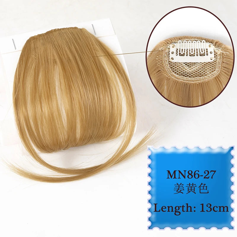 Synthetic Hair Clip In Bangs Brown Colored Invisible Front Fringes Clip in Hair Air Bangs Natural Black Fake Hair Bangs For Girl