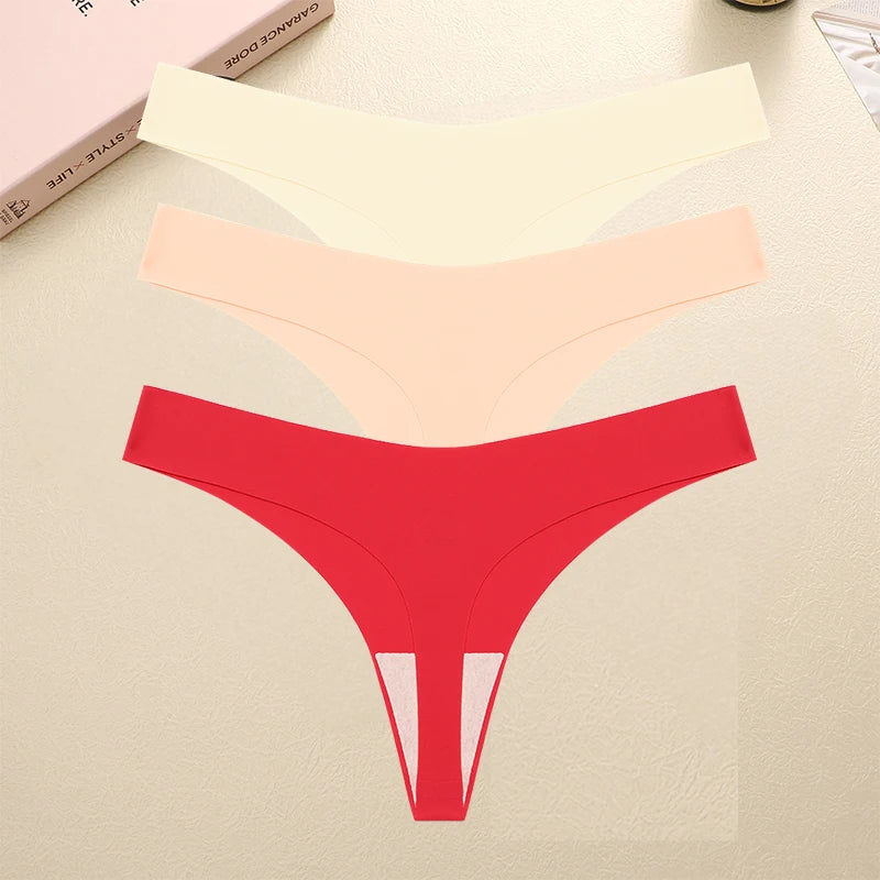3PCS/SET Sexy G-String Underwear Female T-back Intimates Lingerie Seamless Low Waist Underpants 10 Color Lady Bikini Panty XS-XL