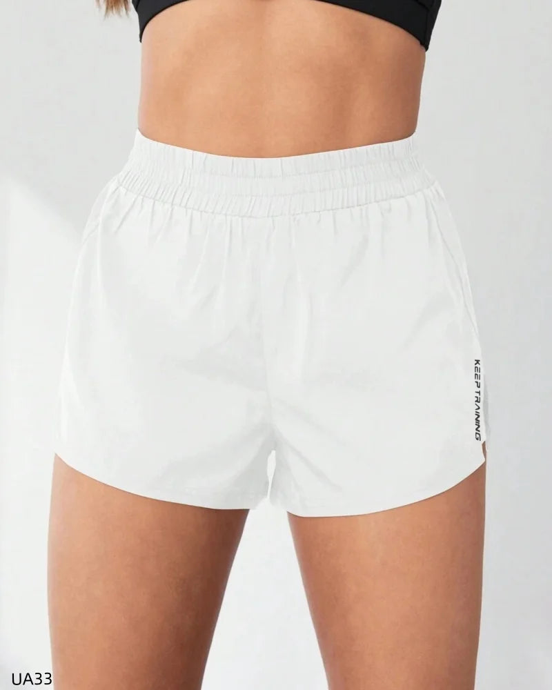 2026 Summer New Women's Solid Color Leisure Outdoor Sports Vacation Two Loose Yoga Quick drying Anti glare Fitness Shorts