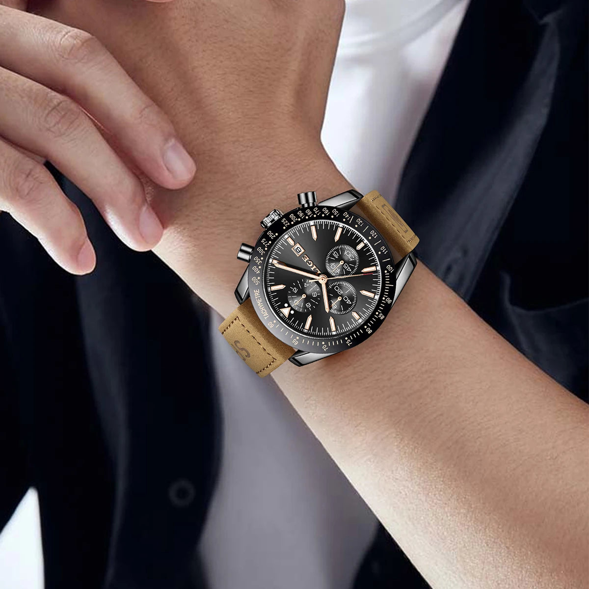 LIGE Retro Fashion Outdoor Quartz Man Watch Military Classic Clocks Casual Sports Leather Belt Waterproof Auto Date Watches Male