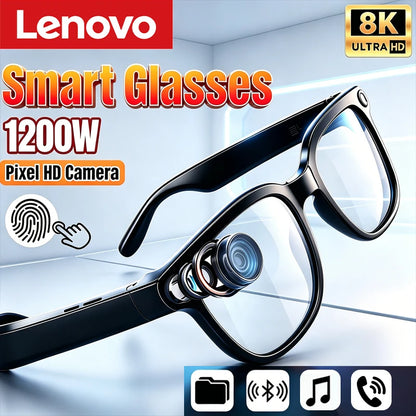 Lenovo 2026 New AI Smart Glasses 8K HD Voice Assistant Translator Control Touch Photo Camera Recording Bluetooth Sunglasses