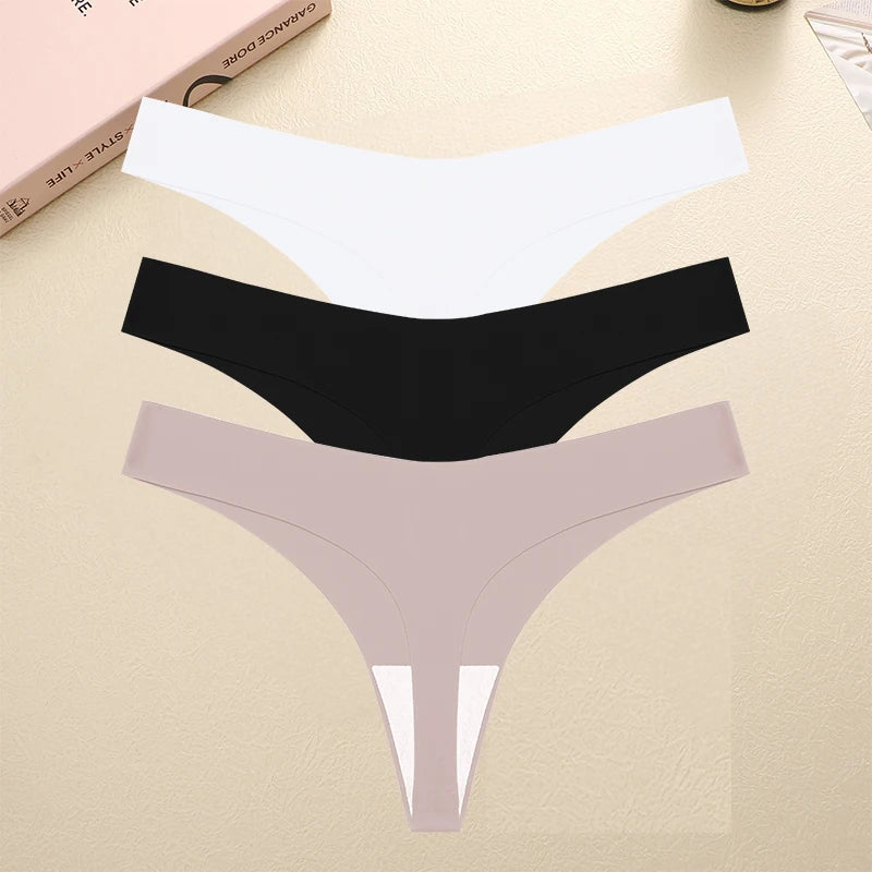 3PCS/SET Sexy G-String Underwear Female T-back Intimates Lingerie Seamless Low Waist Underpants 10 Color Lady Bikini Panty XS-XL