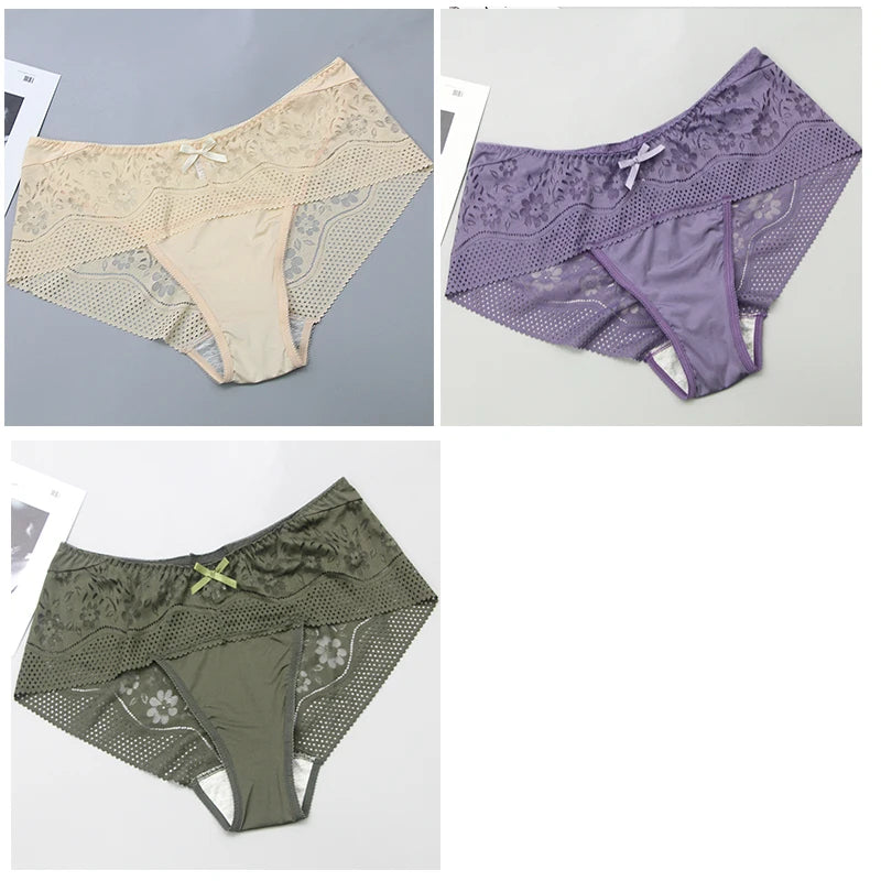 DaiNaFang New Plus Size Underwear Women Sexy Transparent Lace Modal Cotton Panties High Waist Large Lingerie