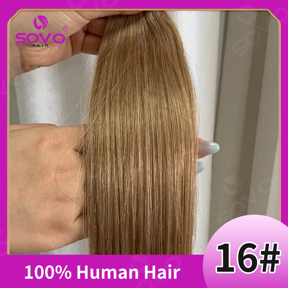 SOVO Tape in Hair Extensions 100% Remy Human Hair 20 Inch  20pcs  Balayage Skin Weft Tape in Extensions  12-26 inch