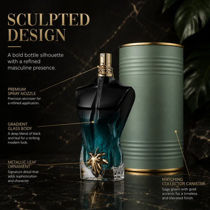 Premium Luxury Black Blue Torso Men Perfume 100ml 3.4oz CologneSpray Fresh Aquatic Scent Masculine LongLasting Metal Tin Gift Box