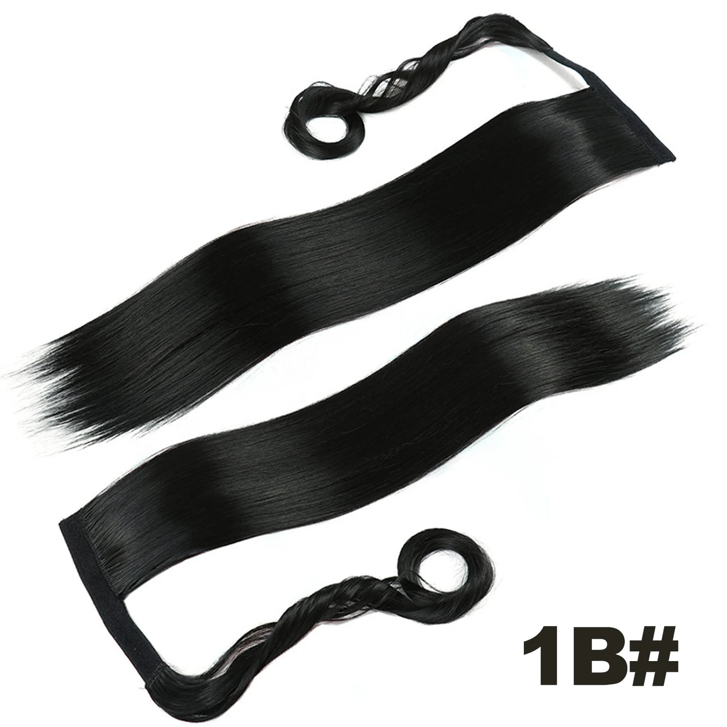 Straight Long Ponytail Extensions 22inch Natural Black Wrap Around Synthetic Hair Piece Pony Tail Hair Hairpieces for Women Girl