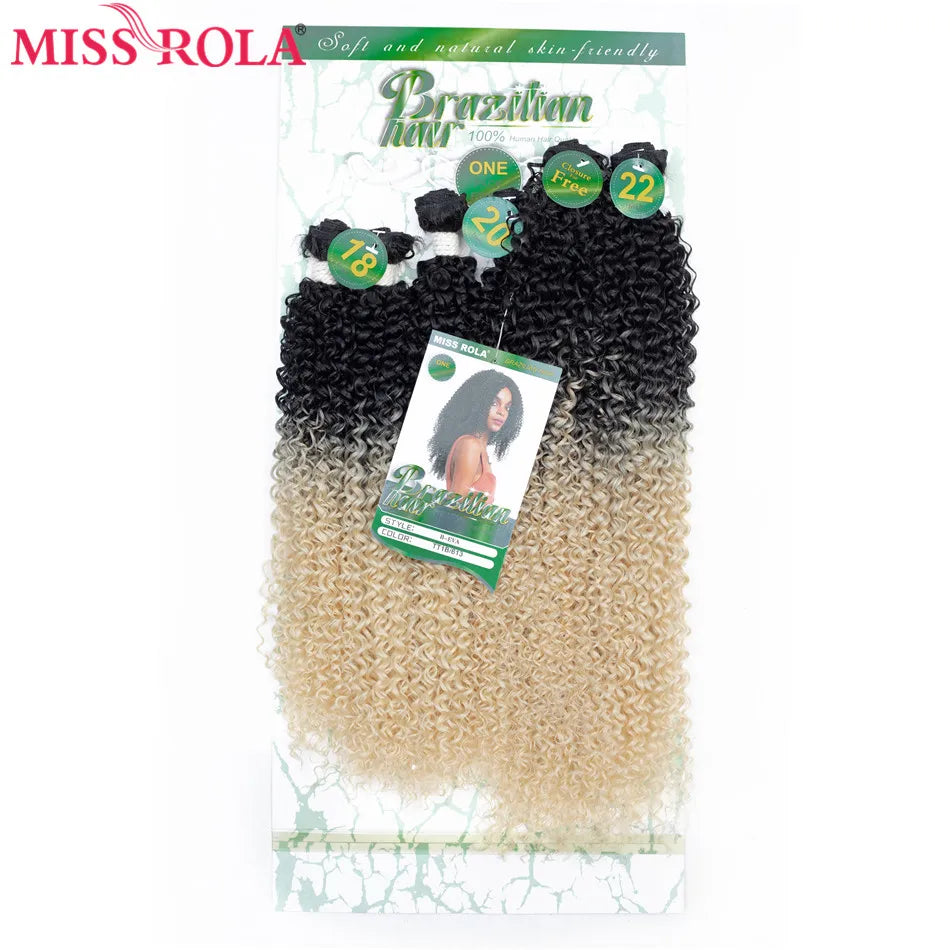 Miss Rola Ombre Hair Bundles Synthetic Kinky Curly Hair Extensions Sew In Hair Weaves 18-22 inch 6pcs/Pack 200g Hair Wefts