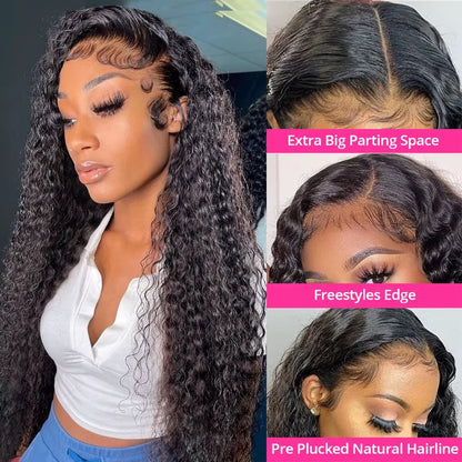 30 36 Inch Loose Deep Wave Human Hair Wig 300% Density 13x4 13x6 Hd Transparent Lace Front Wig Curly Glueless Lace Wig For Women
