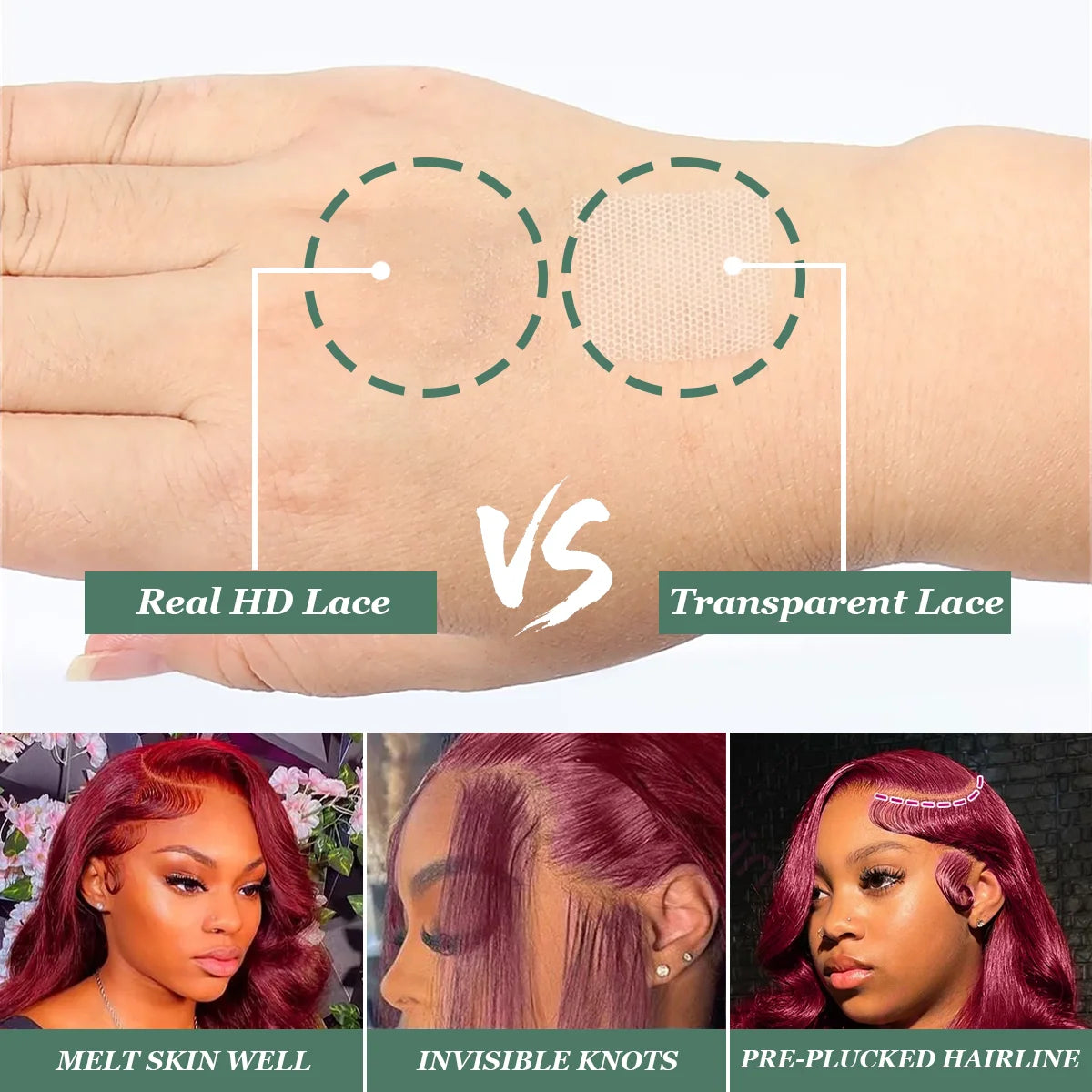 Wine Red Burgundy 99J 40 Inches Long-length 200% High Density 13x6 13x4 HD Transparent Lace Frontal Wig Human Hair Wigs Body Wave Brazilian Hair Pre Plucked For Women
