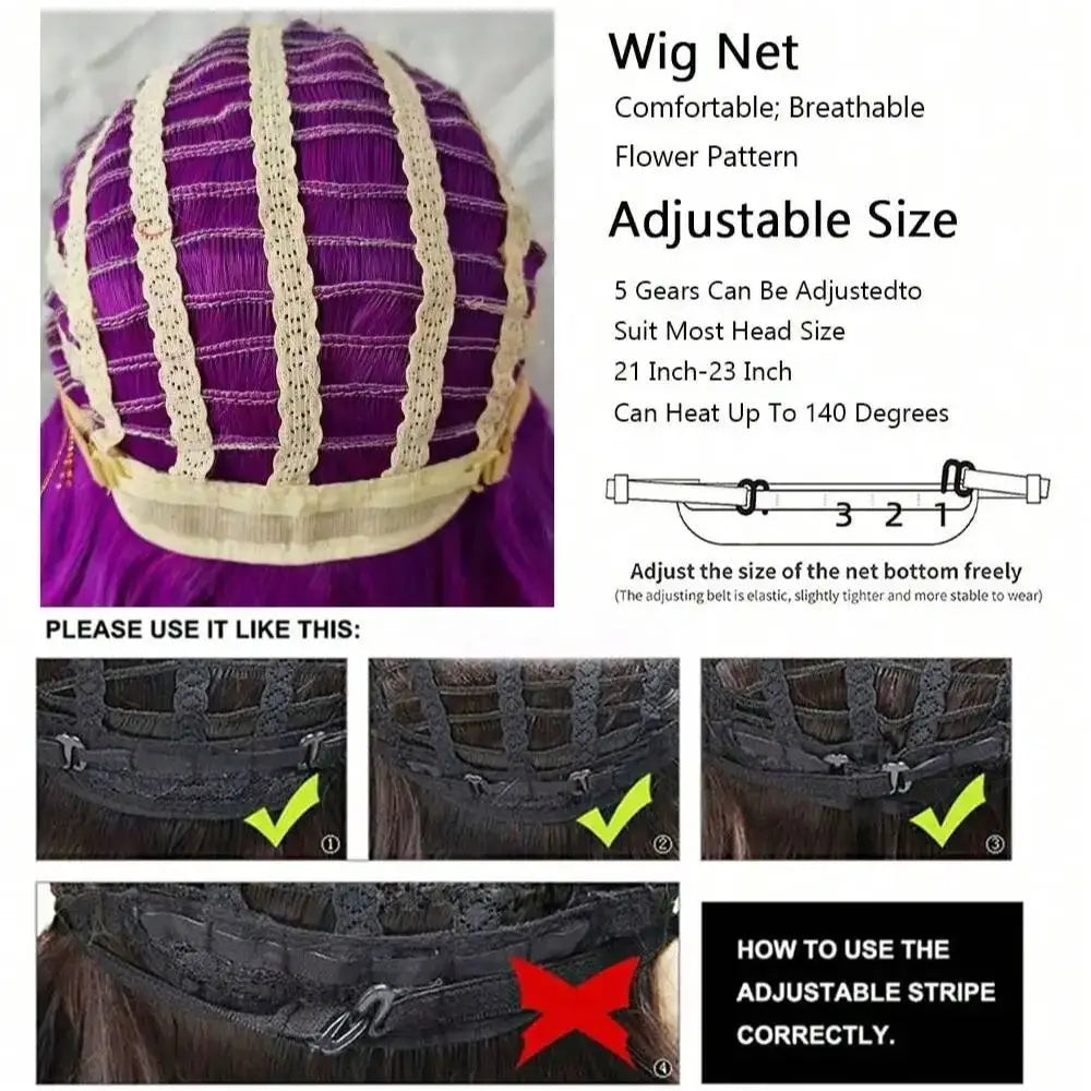 Short Purple Wavy Synthetic Wig With Side Bangs for Women Daily Cosplay Party Wear