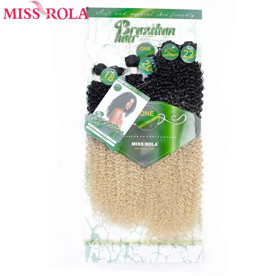 Miss Rola Ombre Hair Bundles Synthetic Kinky Curly Hair Extensions Sew In Hair Weaves 18-22 inch 6pcs/Pack 200g Hair Wefts