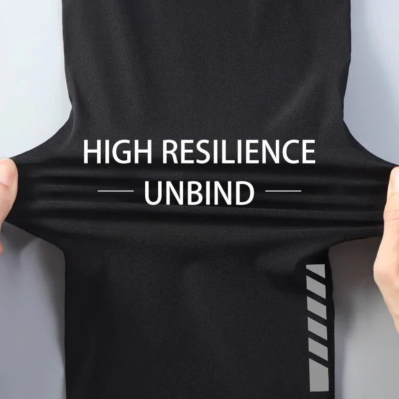 Quick-drying Skinny Pants for Men, Summer Ice Silk Sun-protective Base Fitness Shorts, High-elasticity Sports Suit for Running
