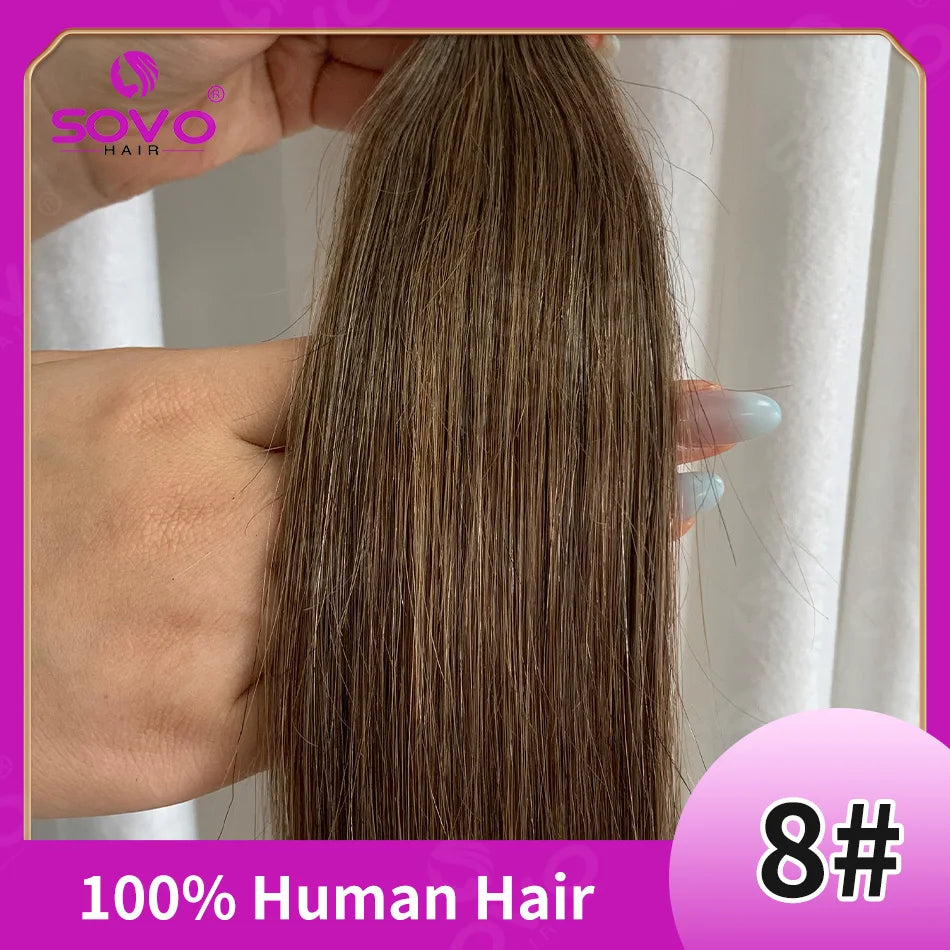 SOVO Tape in Hair Extensions 100% Remy Human Hair 20 Inch  20pcs  Balayage Skin Weft Tape in Extensions  12-26 inch
