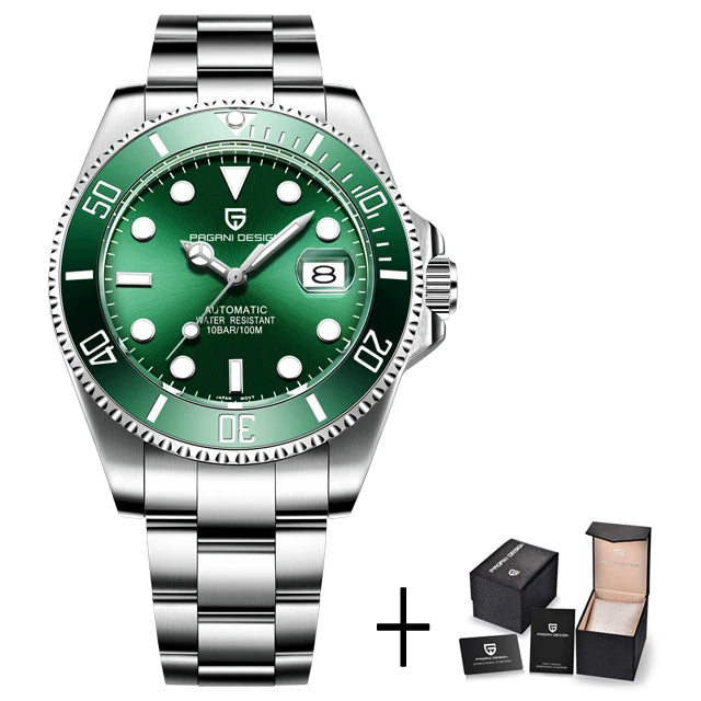 PAGANI DESIGN Luxury Men's Automatic Watch Sapphire Glass Diving Machinery Watch Men's Stainless Steel Business Watch Gift Box