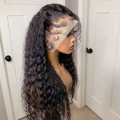 Preplucked Glueless Long 26“ Natural Black Kinky Curly 180%Density 13x4 Lace Front Wig For Women Heat Resistant BabyHair Daily