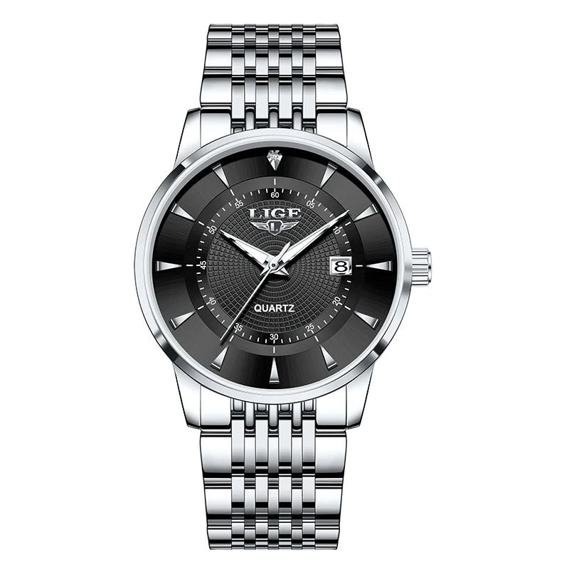 LIGE New 2026 Luxury Man Watch Waterproof Stainless Steel Luminous Date Watch Fashion Simple Casual Man’s Quartz Watches Box