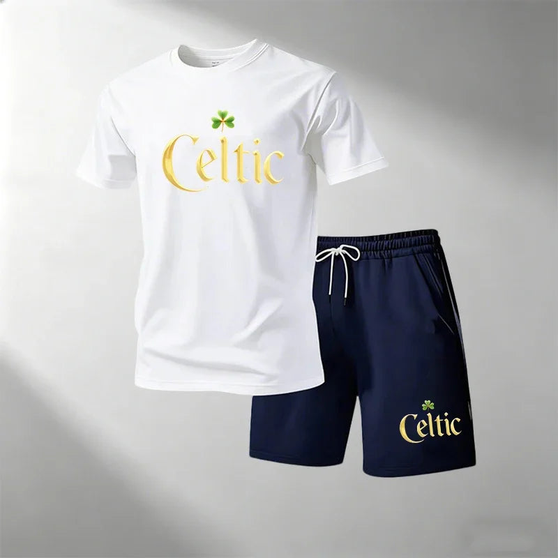 2026 Men's Round Neck Short Sleeve T-Shirt + Shorts Sports Set Quick Dry Summer Running Gym Training Suit Home Outdoor Hot Sale