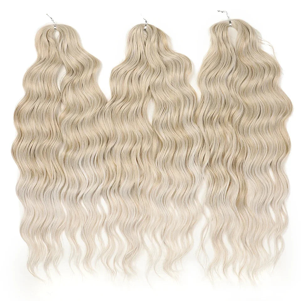 FREEDOM Synthetic Curly Braiding Hair Extensions 24 Inch/60 cm Long Deep Wavy Twist Crochet Braids Hair Ombre Brown Rainbow Hair