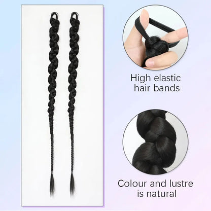 1/2PCS Hair Extension Braided Ponytail Fashion Long Twist Braided Ponytail Synthetic Extension Hair Accessories Hip Hop Y2K Girl