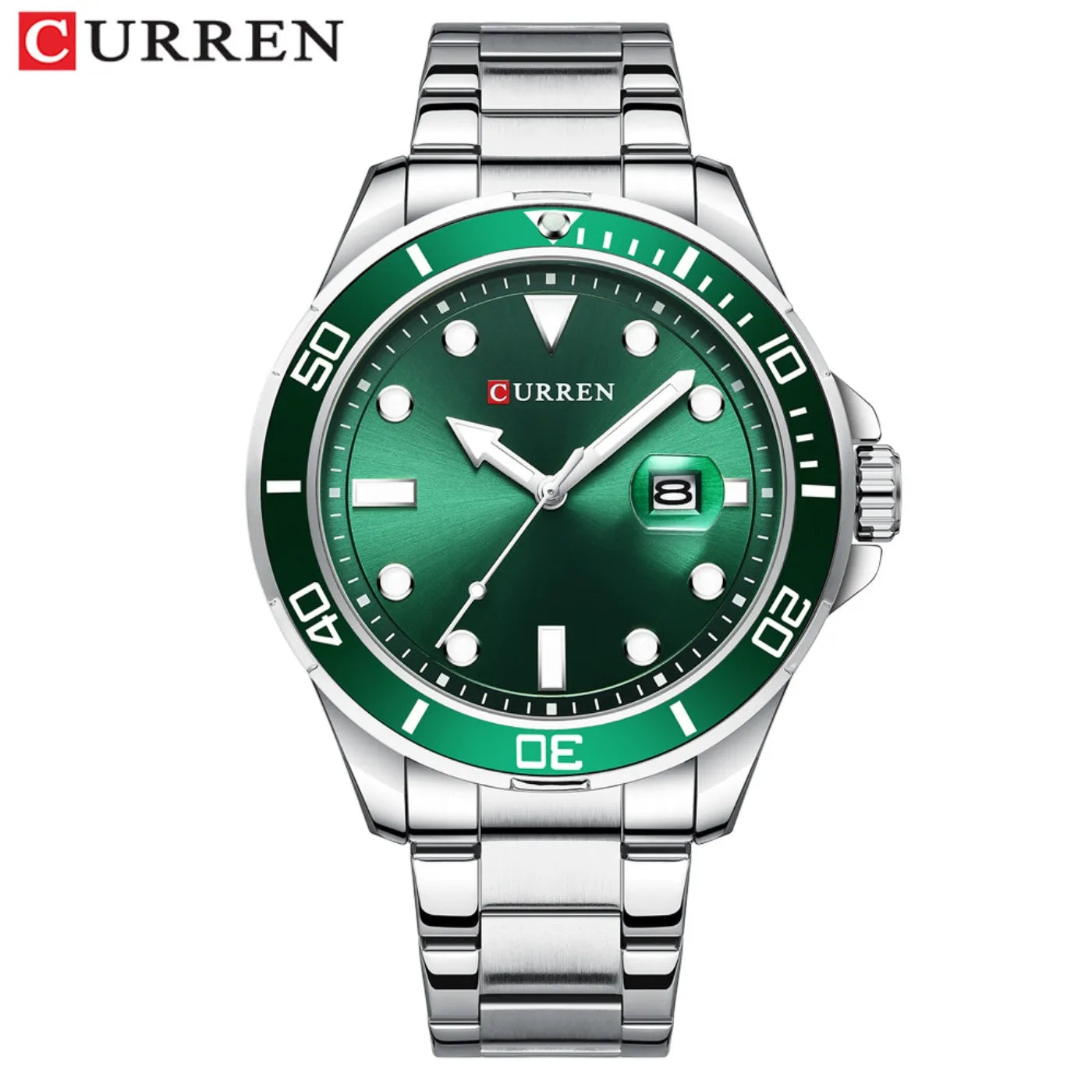 CURREN New Green Water Ghost Series Brand High-end Luxury Watches Automatic Watch Men All Steel Waterproof Quartz Watch Gifts