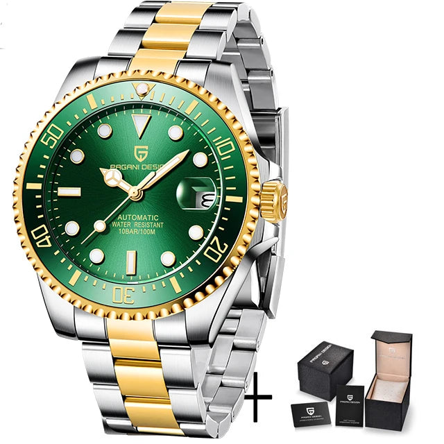 PAGANI DESIGN Luxury Men's Automatic Watch Sapphire Glass Diving Machinery Watch Men's Stainless Steel Business Watch Gift Box