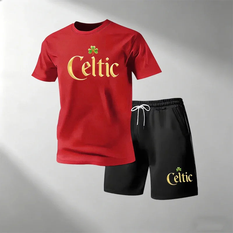 2026 Men's Round Neck Short Sleeve T-Shirt + Shorts Sports Set Quick Dry Summer Running Gym Training Suit Home Outdoor Hot Sale